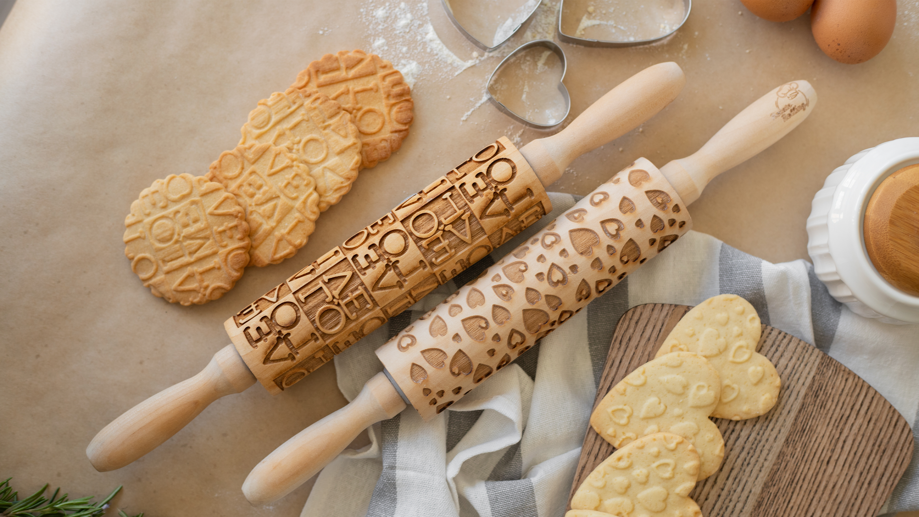 Holly Jolly Christmas Embossed Rolling Pin
