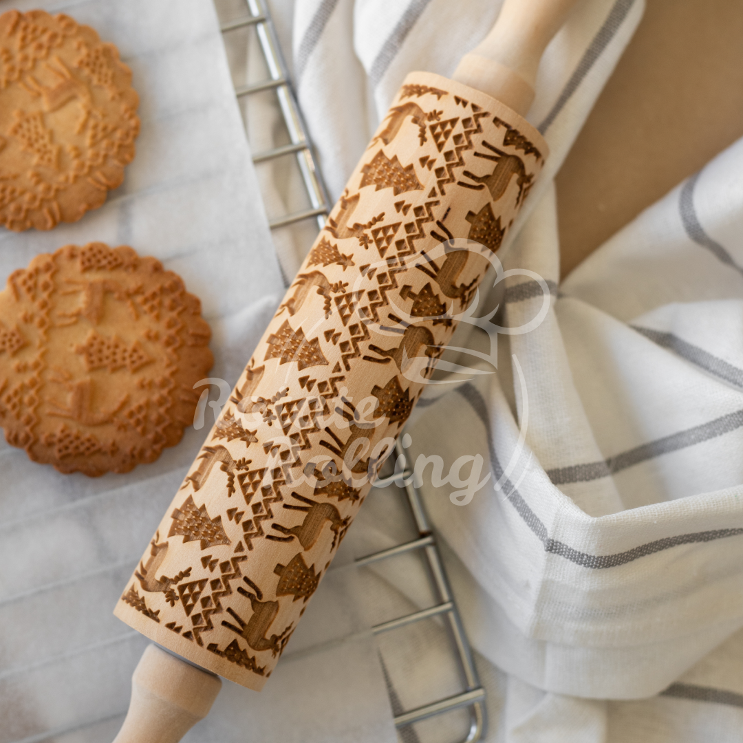 Holly Jolly Christmas Embossed Rolling Pin  Embossed rolling pin, Engraved  rolling pins, Holly jolly